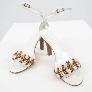 Vintage Luxury 8 Shell Italian Leather Heels White